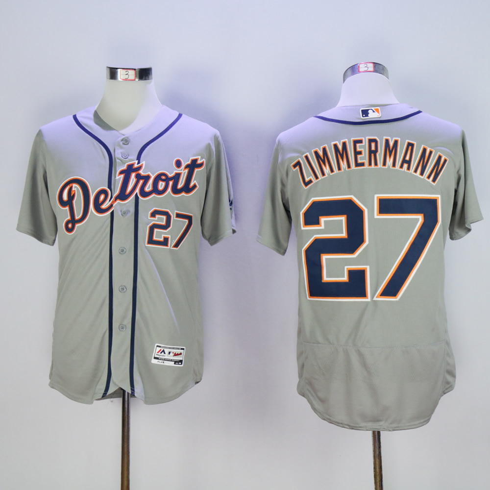 Men Detroit Tigers #27 Zimmermann Grey MLB Jerseys